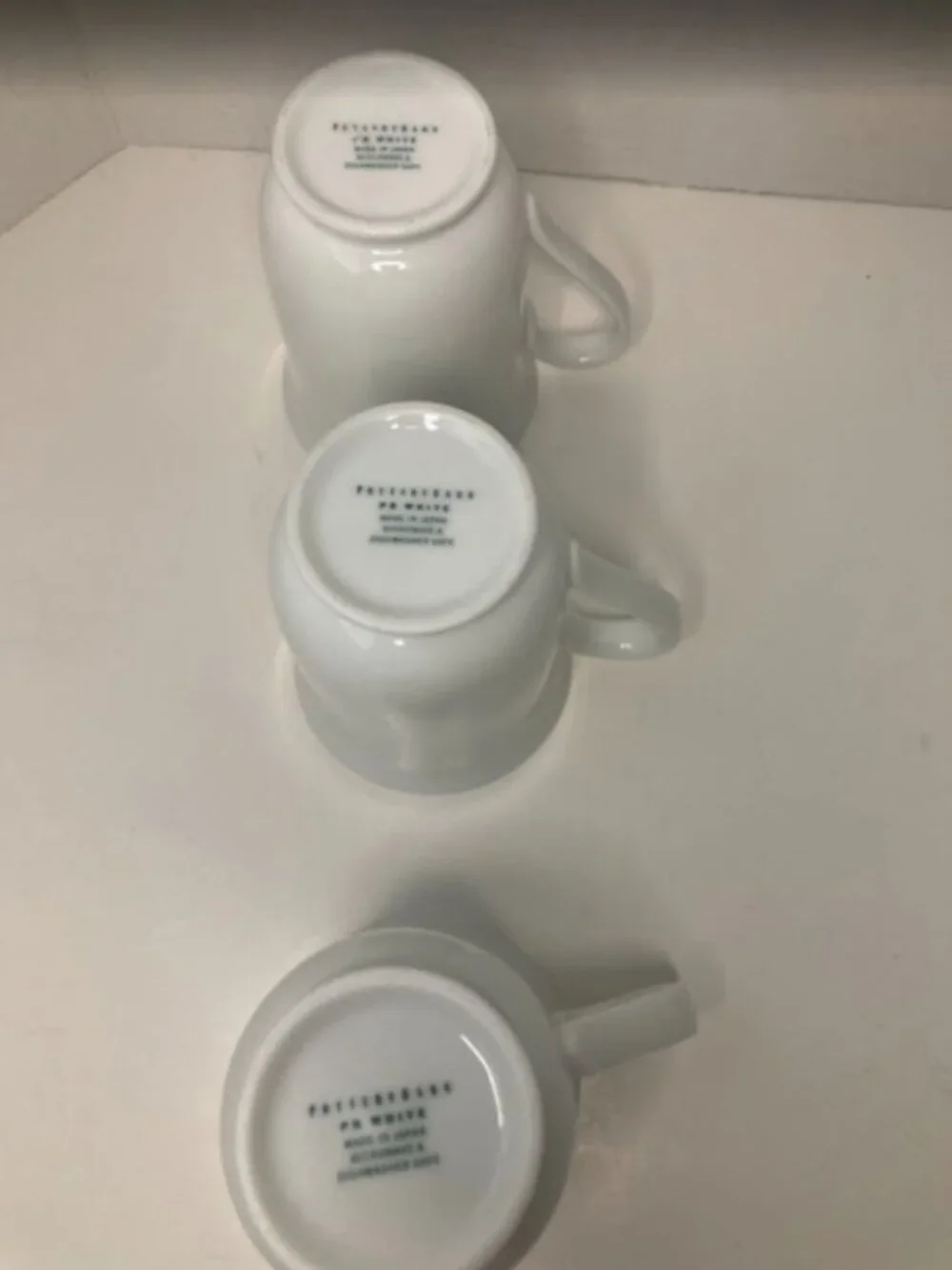 Pottery Barn PB White Porcelain Footed Coffee Mugs